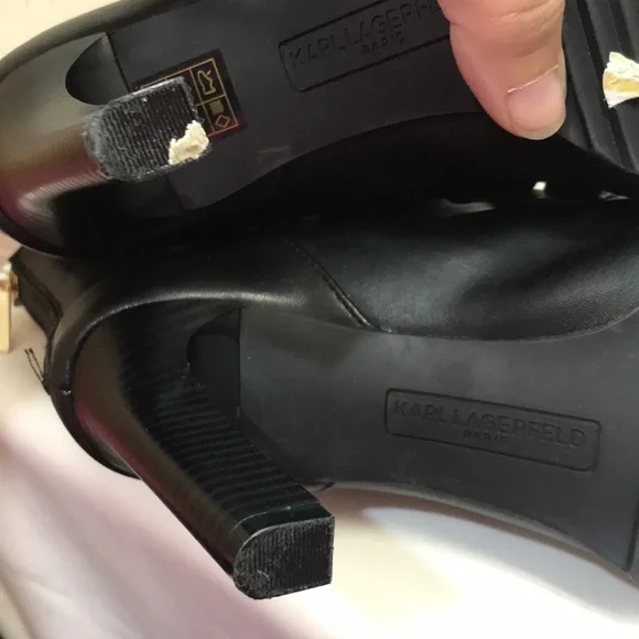 Karl Lagerfeld Brittie Embellished Pearls Women's 8M Peep Toe Black Booties - Picture 14 of 16